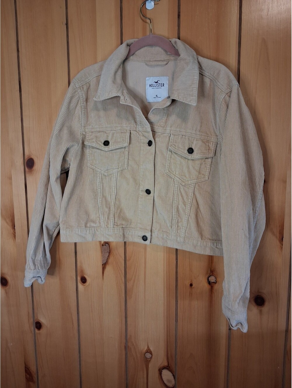 Hollister Women's Tan Cropped Corduroy Jacket Size XL
